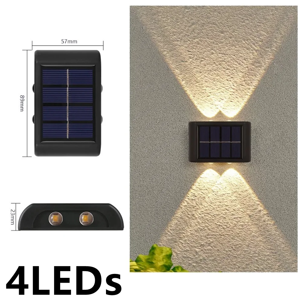 Lampada da parete solare per esterni 4/10/16leds luce calda impermeabile su e giù illuminazione luminosa balcone Yard Garden Decoration Lights