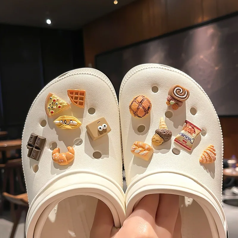 12pcs Hot Sale DIY Hole Shoes Charms Food and Desserts Accessories Designer Quality Garden Shoe Decoration Girl Gift 2025 New image 5