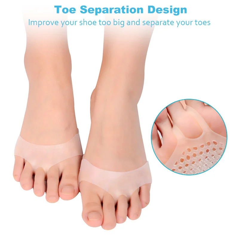 ซิลิโคน Forefoot Pads สำหรับส้นสูงสำหรับผู้หญิงรองเท้าปวด Metatarsal Relief เบาะเท้า Blister Toes ใส่เจล Insoles รังผึ้ง