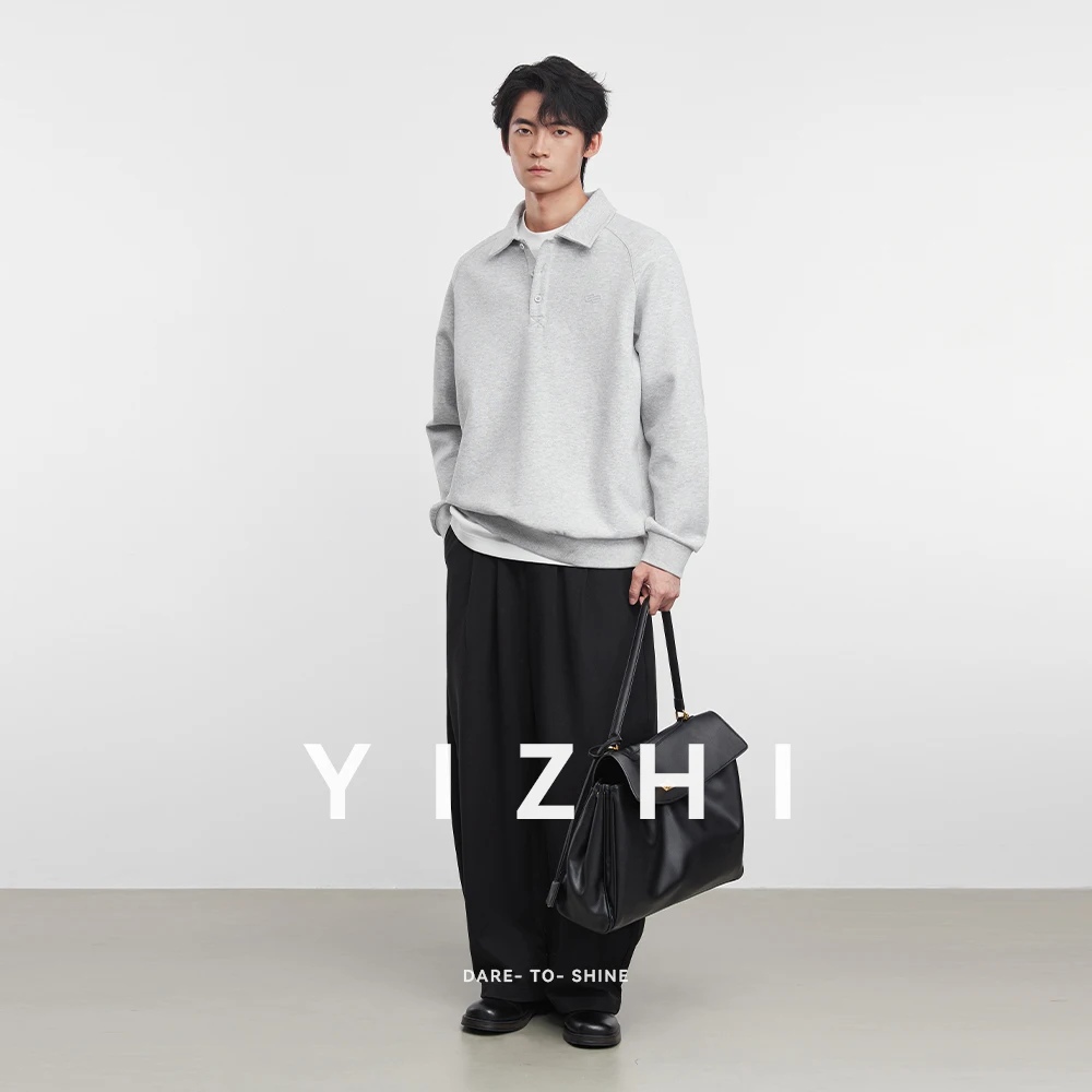 Men's Fashion POLO Lapel Sweatshirt 2025 Spring and Autumn New Solid Color Pullover Business Casual Long Sleeve Top Men Polo