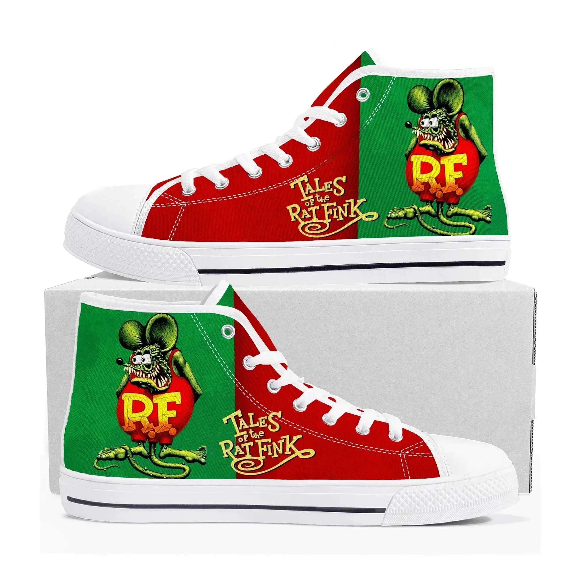 Tales Of The Rat Fink High Top Sneakers Mens Womens High Quality Canvas Sneaker Comics Manga Couple Customized Shoes