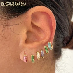 KEYOUNUO orecchini a cerchio CZ riempiti d'oro per le donne orecchini a cerchio Huggie con Piercing in zircone colorato all'ingrosso di gioielli per feste di moda