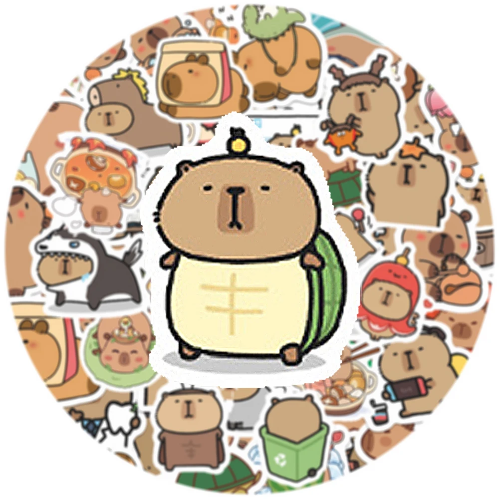 

10/30/55pcs Funny Cartoon Capybara Graffiti Stickers Cute Animal Decals Toy DIY Guitar Stationery Phone Decoration Sticker Packs