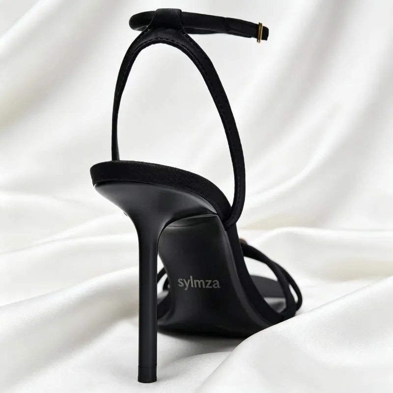 Luxury Crystal Strawberry Decorate High Heel Sandals Women Sexy Open Toe Cross Strap Designer Shoes Elegant Banquet Dress Shoes view 4