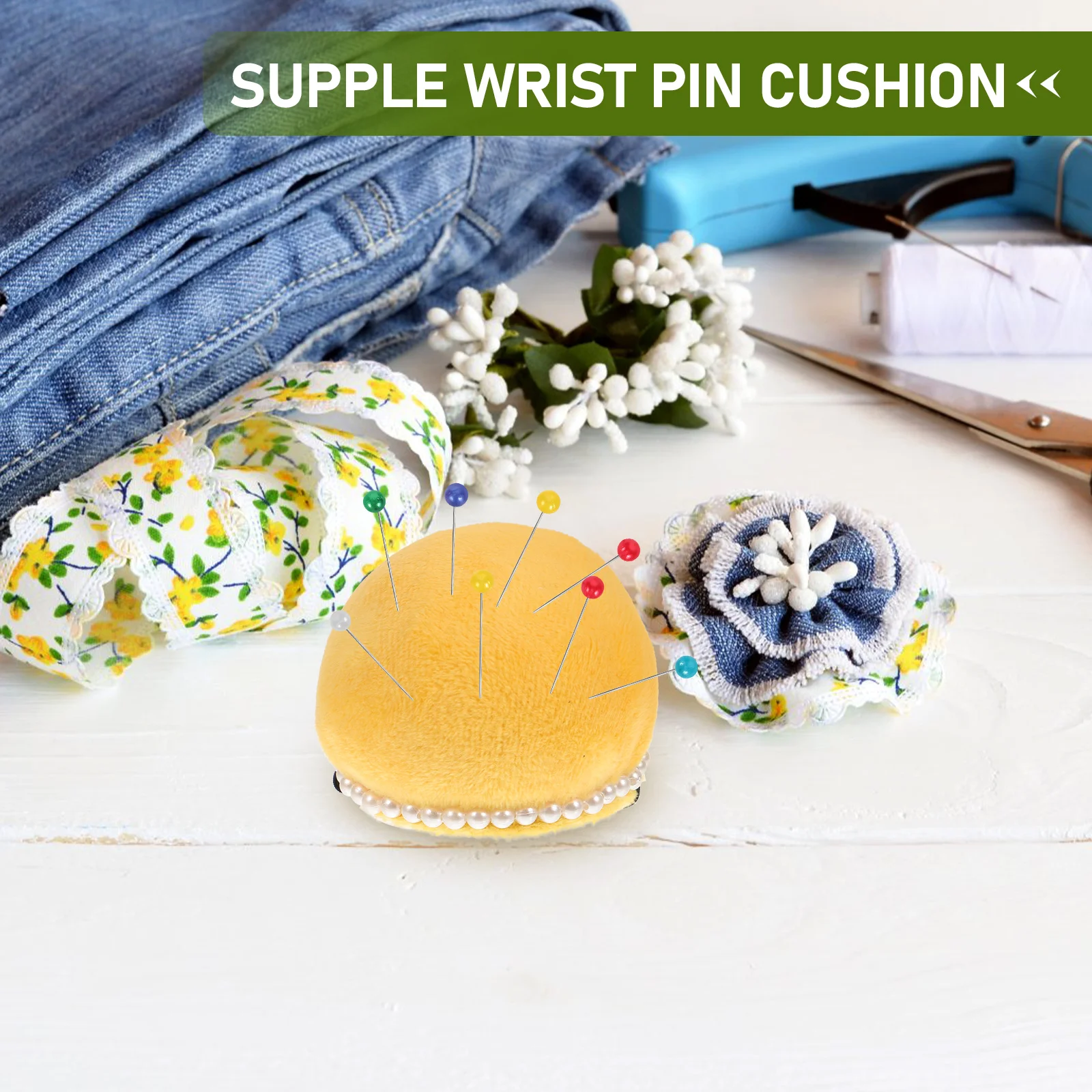 

Wrist Pin Cushion Needle Holder Household Sewing Tools Cotton Pincushion Elastic Band Compact Sewing Supply for for sewing