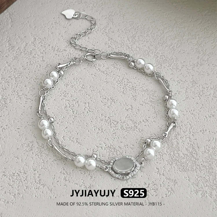 

JYJIAYUJY 100% цельный оригинальный браслет из стерлингового серебра S925 в наличии 14 мм Ping An Lock жемчуг модные ювелирные изделия подарок на каждый день JYB115