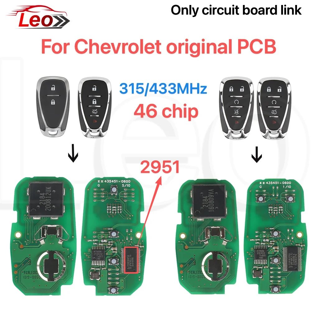 

Leo FCC:HYQ4EA/HYQ4AA Original PCB For Chevrolet Malibu Camaro Equinox Cruze Spark Volt Blazer Traverse Sonic 315/433MHz 46chip
