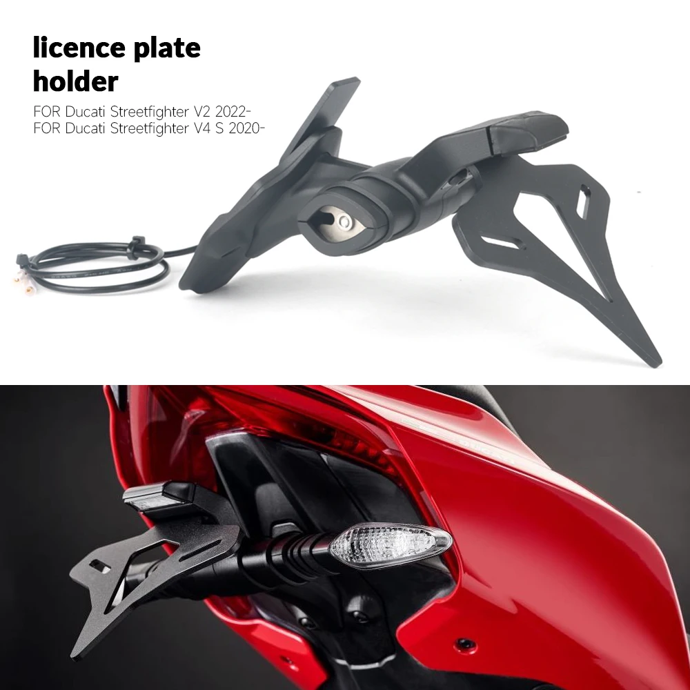 

For Ducati Streetfighter V2 2022- & V4 S V4S 2020- Motorcycle Rear Short Tail Stock License Plate Holder Tailstock Frame Bracket