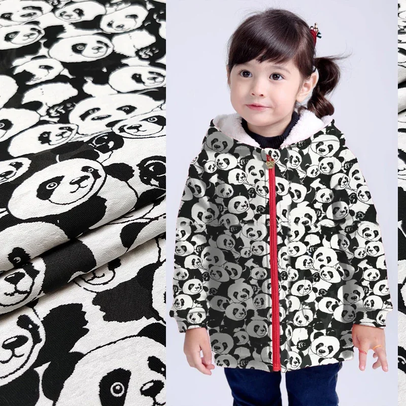 Giant Panda Jacquard Down Jacket Fabric High-end National Treasure Children's Clothing Sweater Windbreaker Cloth by the Meter