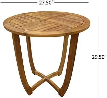 27.5'' Teak Acacia Wood Bistro Table - Rustic Outdoor Furniture - Patio Dining - Courtyard Decor