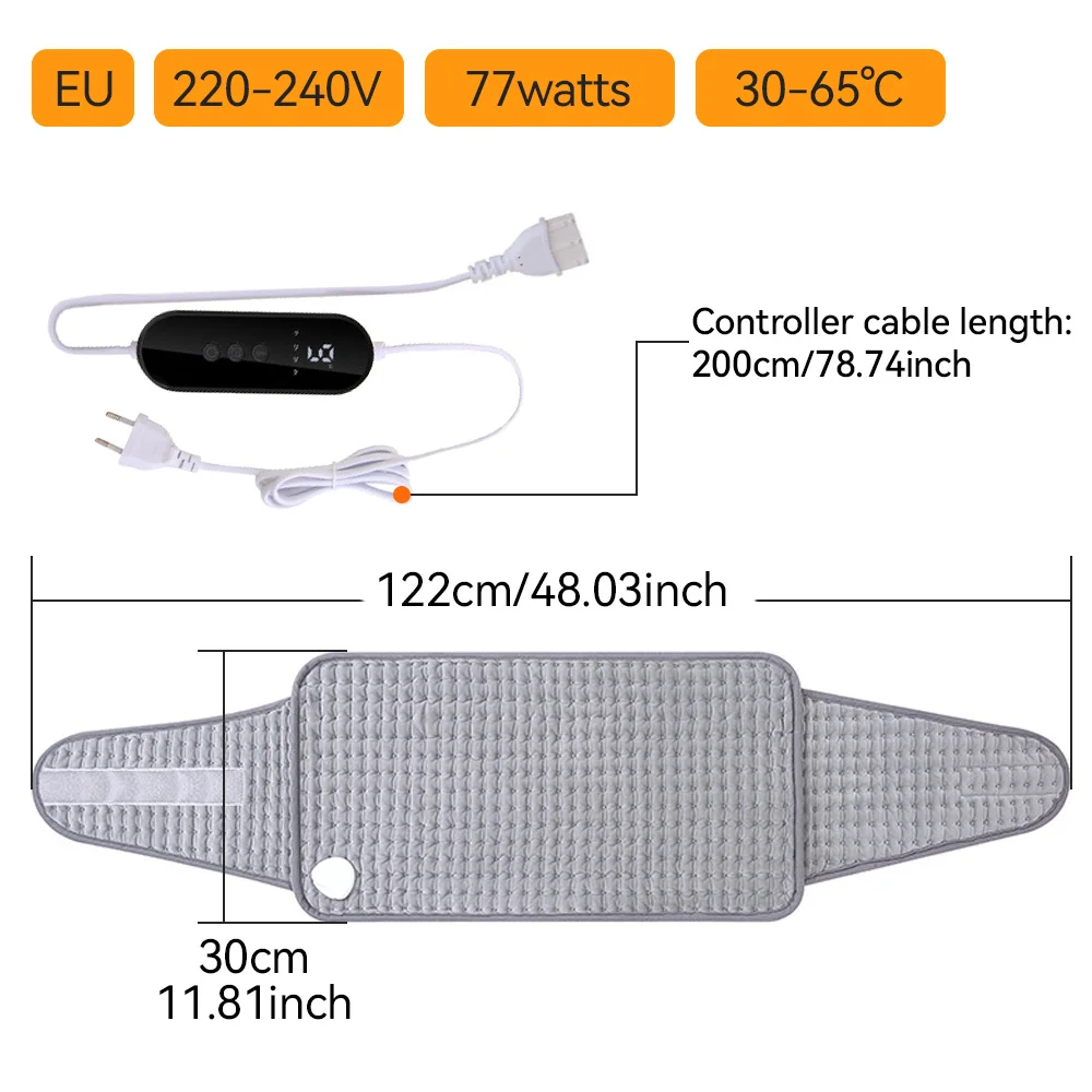 Multifunctional Electric Warm Pad Super Soft Plush 40*76CM 9 Temp 4 Timer for Waist Back Legs Home Office Cold Weather Use
