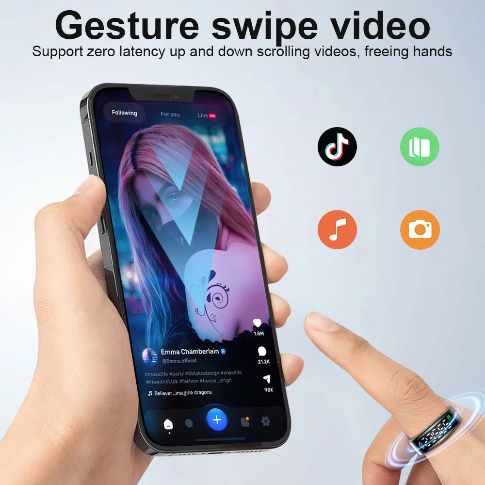 SY01 Smart Ring With LED Screen Bluetooth Health Monitoring Blood Oxygen Sleep Heart Rate Multi-sport Modes Waterproof IP68&5ATM
