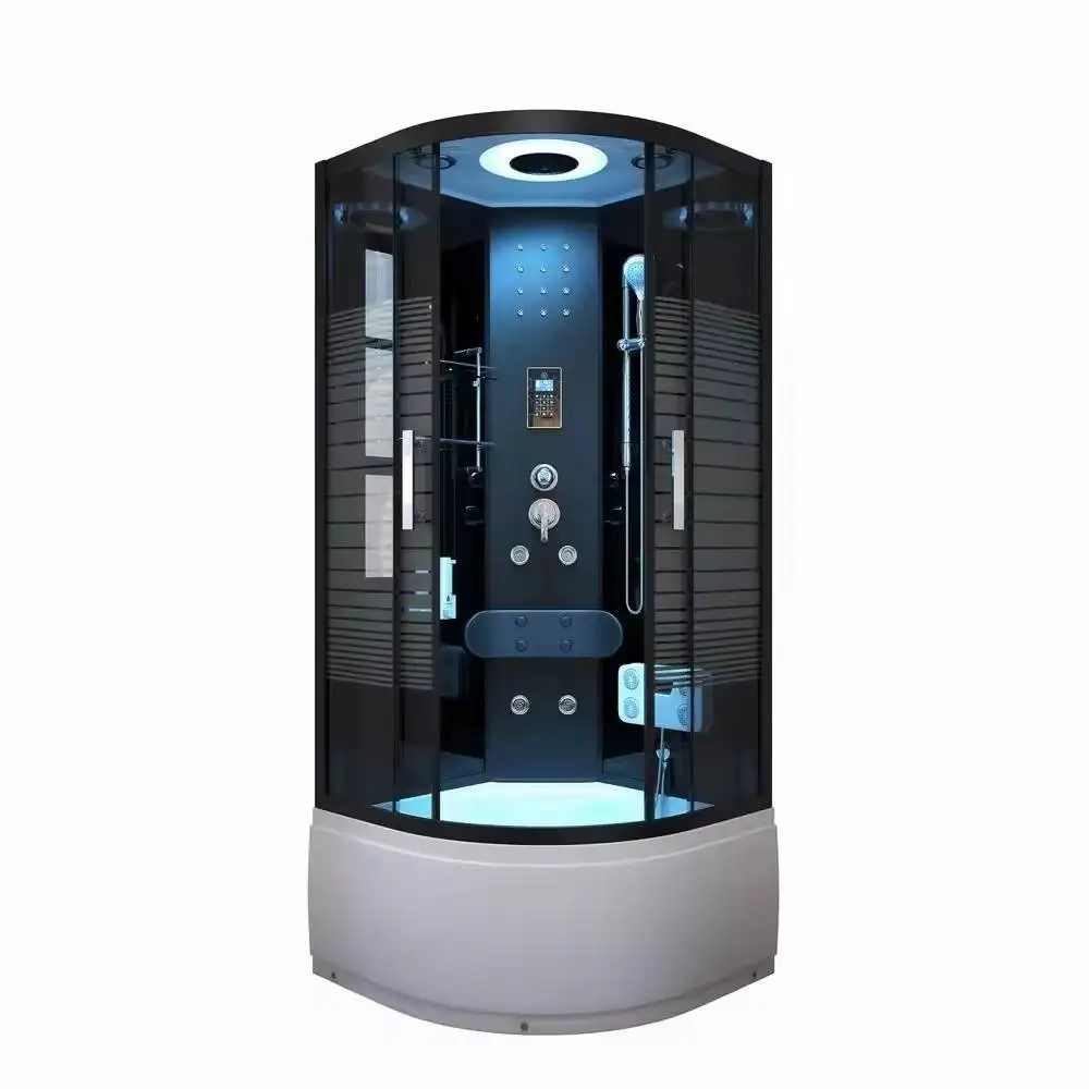 Cabina de ducha de vidrio con masaje Whirlpool, hidrom computarizada Asken, baño de vapor húmedo, cuarto de ducha