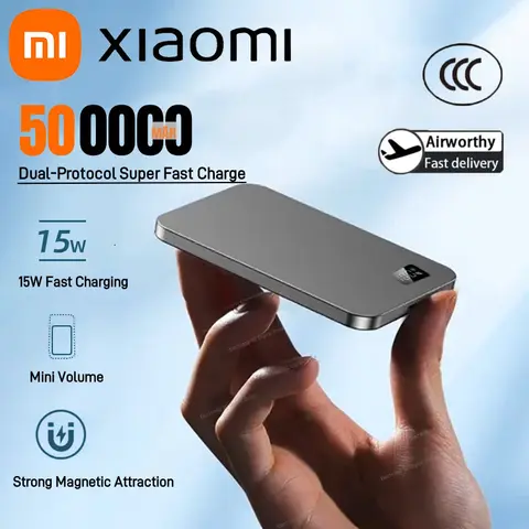 Xiaomi 500000mAh Magnetic Wireless Power Bank Fast Charging Thin Portable Battery Display For MagSafe For IPhone Samsung Huawei