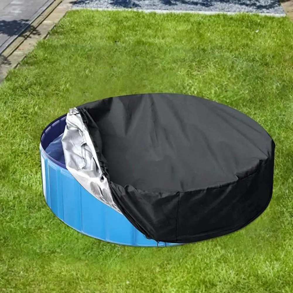 Pool Cover Debris Prevention Pool Cover Drawstring Design Foldable Drawstring Round Pool Cover Waterproof Dustproof for Pet