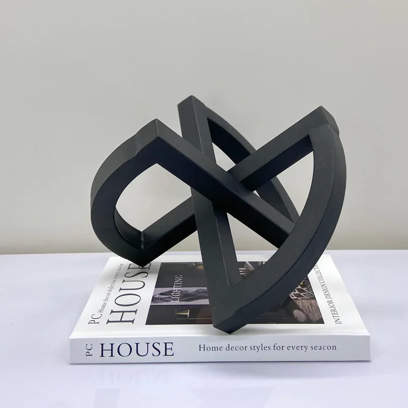 Metal Handicrafts Geometric Hollowed-out Intersections Abstract Black Ornament Cross Line Home Decoration Accessories