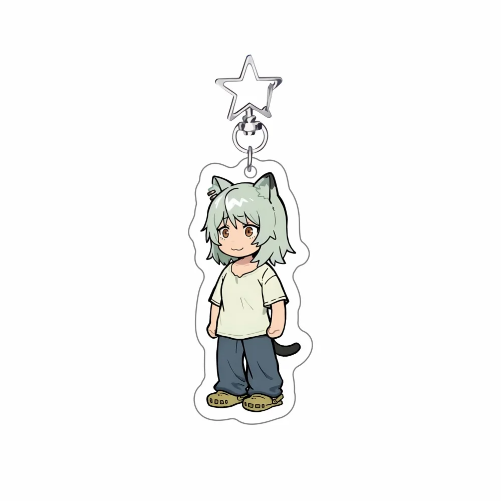 Anime Chainsmoker Cat Yani Neko Manga Neu 6cm Acryl-Standee Schlüsselanhänger Lustiger Katzenmädchen-Charakter Desktop-Ornament Sammlerstück – Detail 5