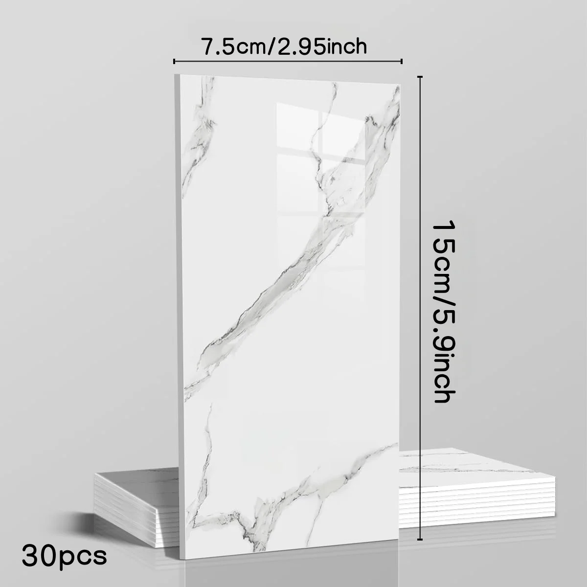 30pcs（0.33㎡）White Marble Peel and Stick Backsplash Wall Tiles,Peel and Stick Backsplash Seamless Tile,Peel and Stick Backsplash