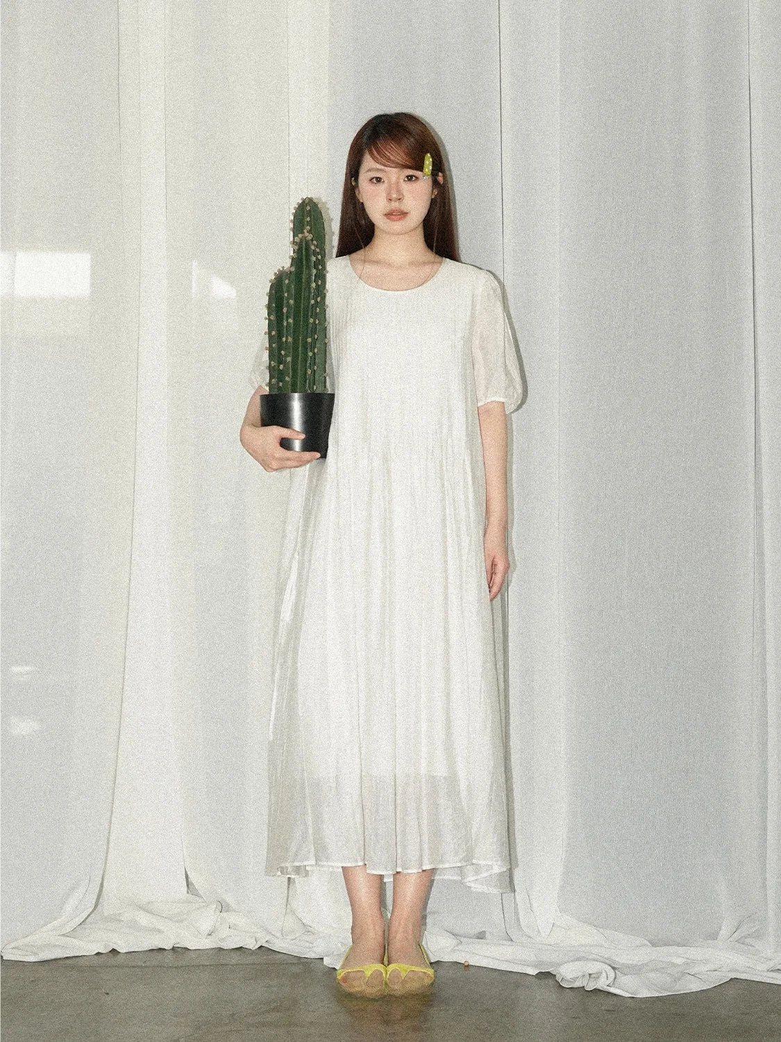 

Ele Pure Color ort Sve round Ne A-Line Dr Gentle Sle Sakura S Summer Dr for Women 25-35 Years Old