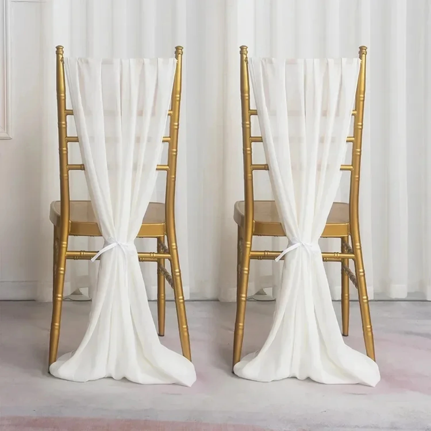 Elegant and Sophisticated Set of 2 Gorgeous Chiffon Chair Sashes - Stylish and Elegant Touch for Banquet Decor in Upscale Hotels