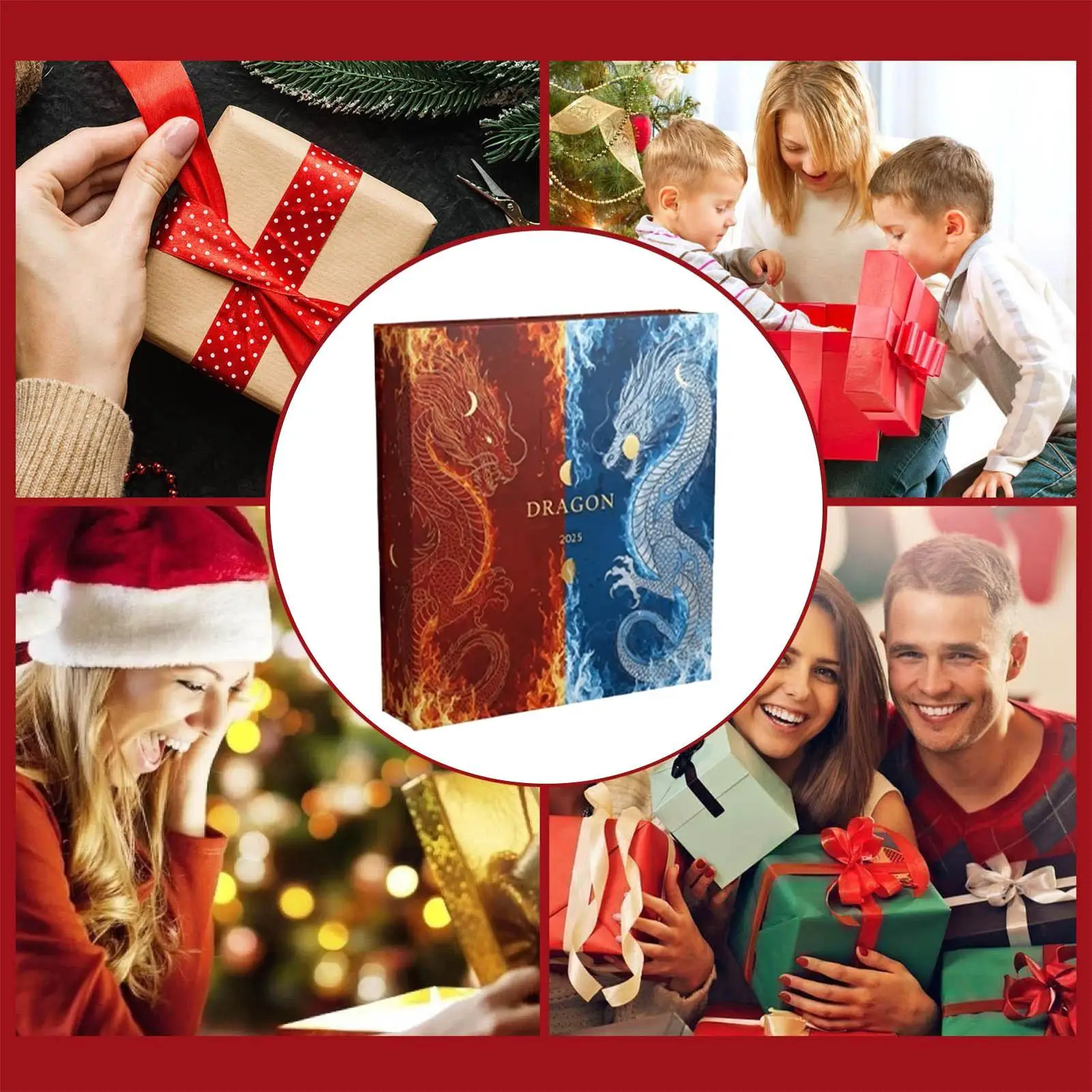 عيد الميلاد التقويم مجيء 2025 لطيف 2D الاكريليك 24 يوما هدايا الحفلات التنين زخرفة العد التنازلي التقويم للأطفال هدية عيد ميلاد #5