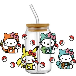 Miniso-calcomanía de gato de dibujos animados de gatito, pegatina de transferencia de envoltura de taza UV DTF, etiqueta personalizada, pegatina de taza autoadhesiva DIY, 16oz, Cosplay