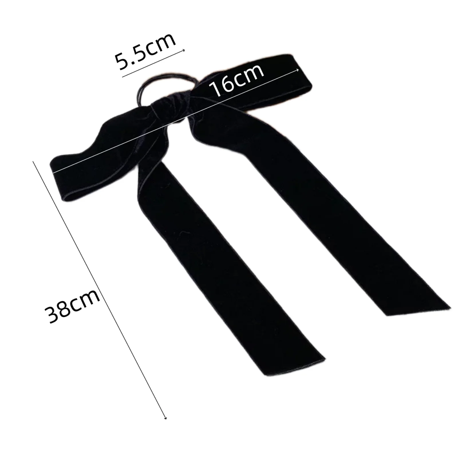 1 unidade de laço de cabelo de veludo preto, cheio de textura sofisticada! Um must para looks elegantes de rua, ilumina seu rabo de cavalo