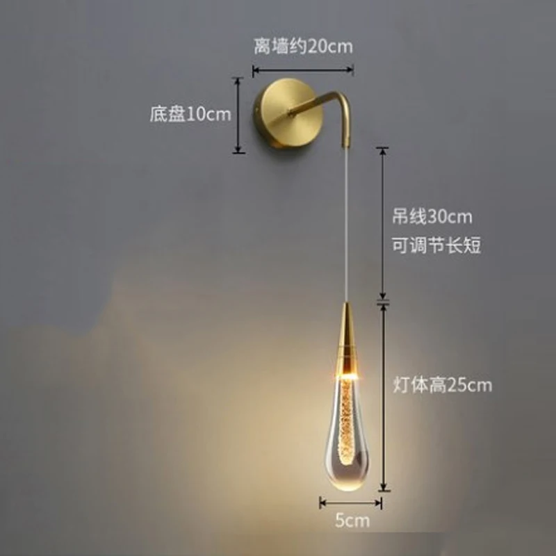 Post-Modern Crystal Wall Lights Glass Led Creative Raindrops Wall Lamp for Restaurant Bedroom Bedside Corridor Wall Sconces Lamp image 3