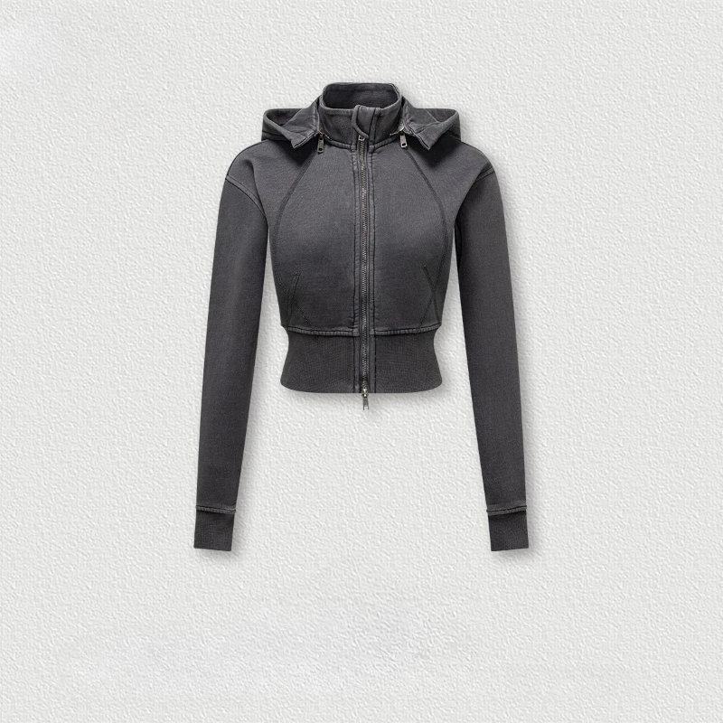

Autumn 2025 Plus Velvet Slim Short Zipper Sweater Cardigan Women's Jacket Top