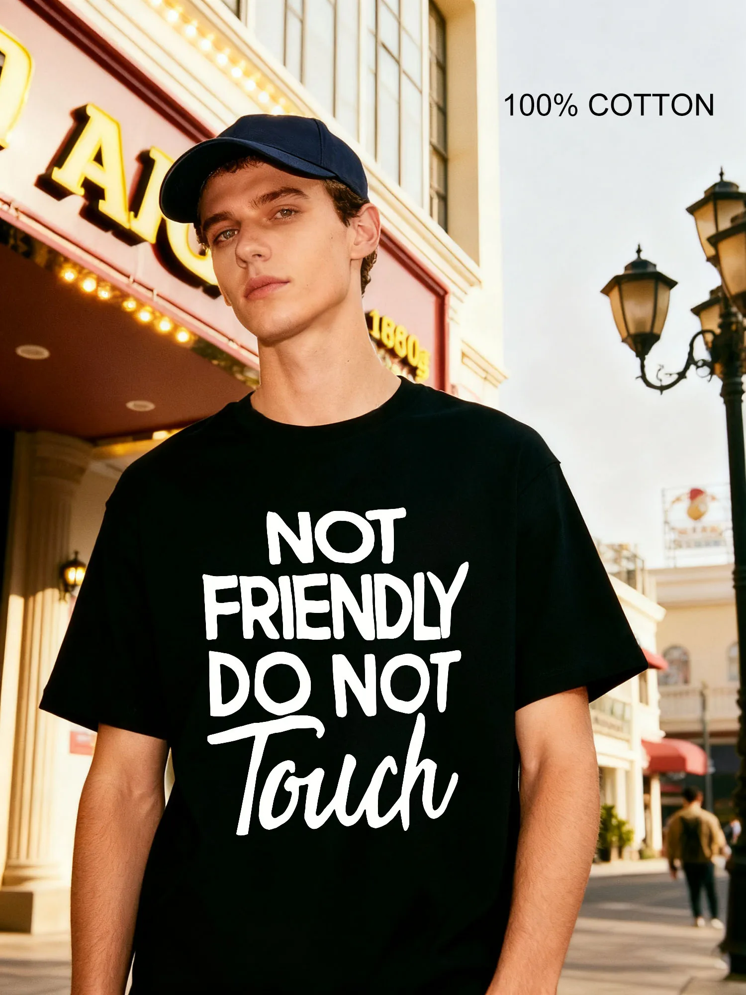 غير ودية لا تلمس موقف الجرافيك الرجال تي شيرت تصميم غير رسمي طاقم الرقبة تي شيرت 180 جرام الشارع 100% القطن #1