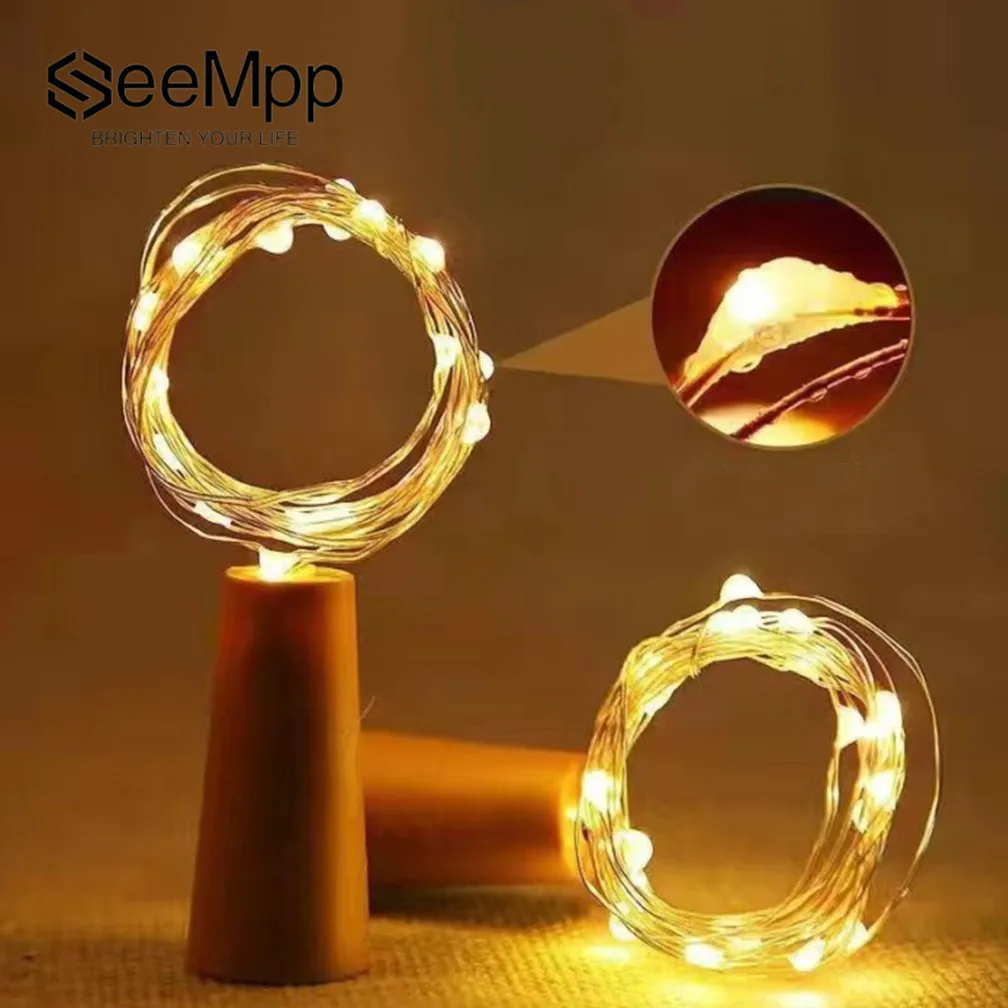 LED Wine Bottle Cork String Lights Holiday Decoration Garland Fairy Lights Christmas Copper Wire String Lights For Bar Party