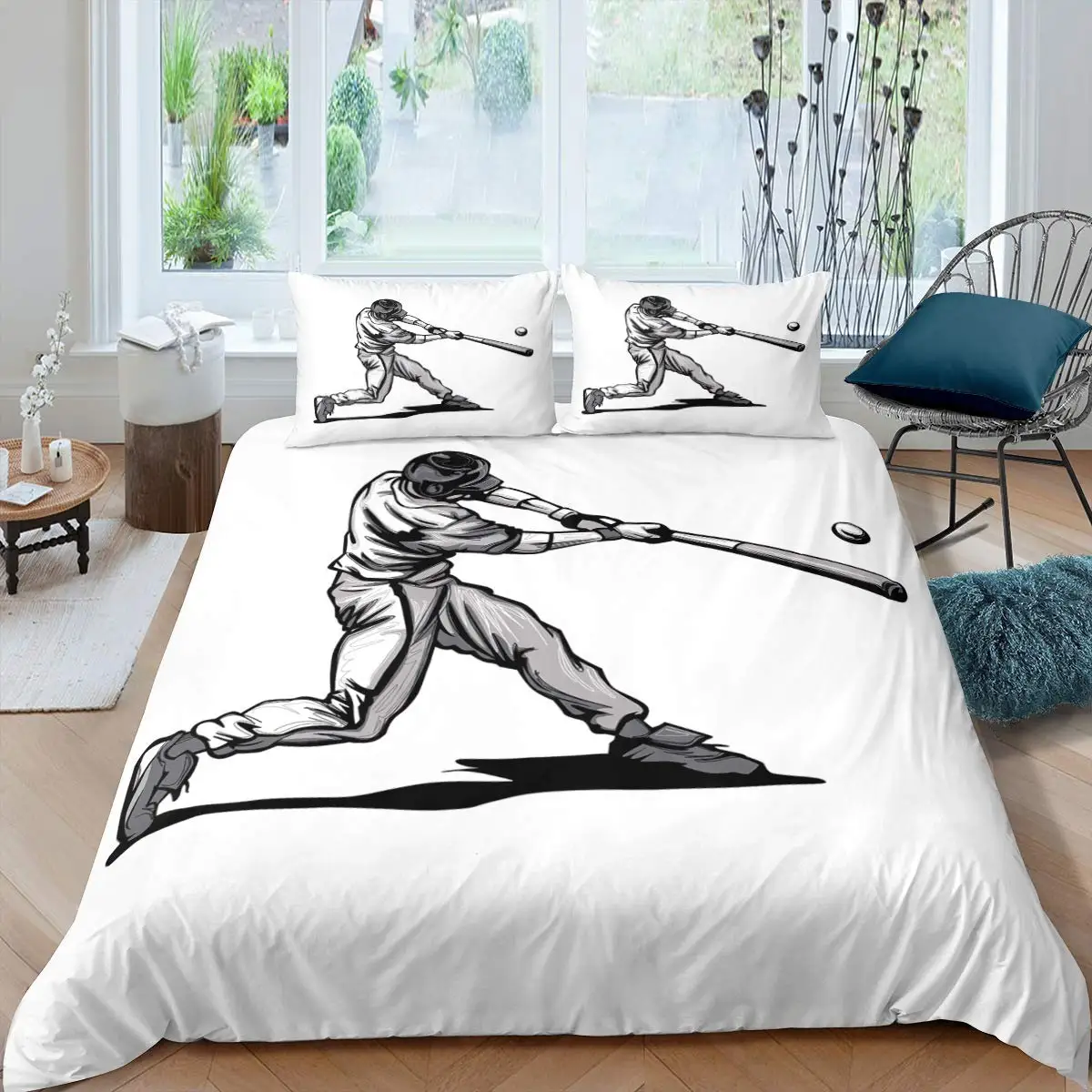 

Baseball Duvet Cover Polyester Ball Pattern Sports Theme Player Twin Bedding Set For Teen Baseball Lovers Queen King Quilt Cover