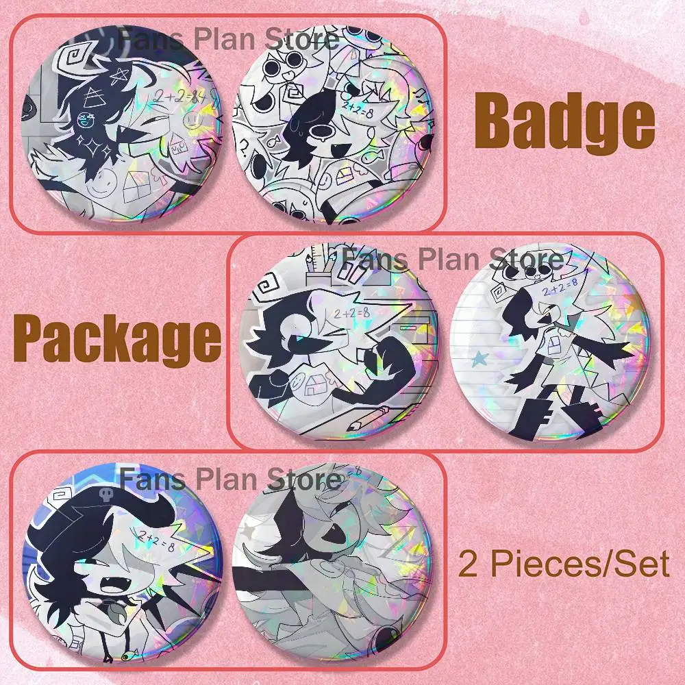 Zip F-Fundamental Paper Education Brooches For Backpack Accessories 25,32,44,58,75mm Round Enamel Pins 2-piece Set Cartoon Badge