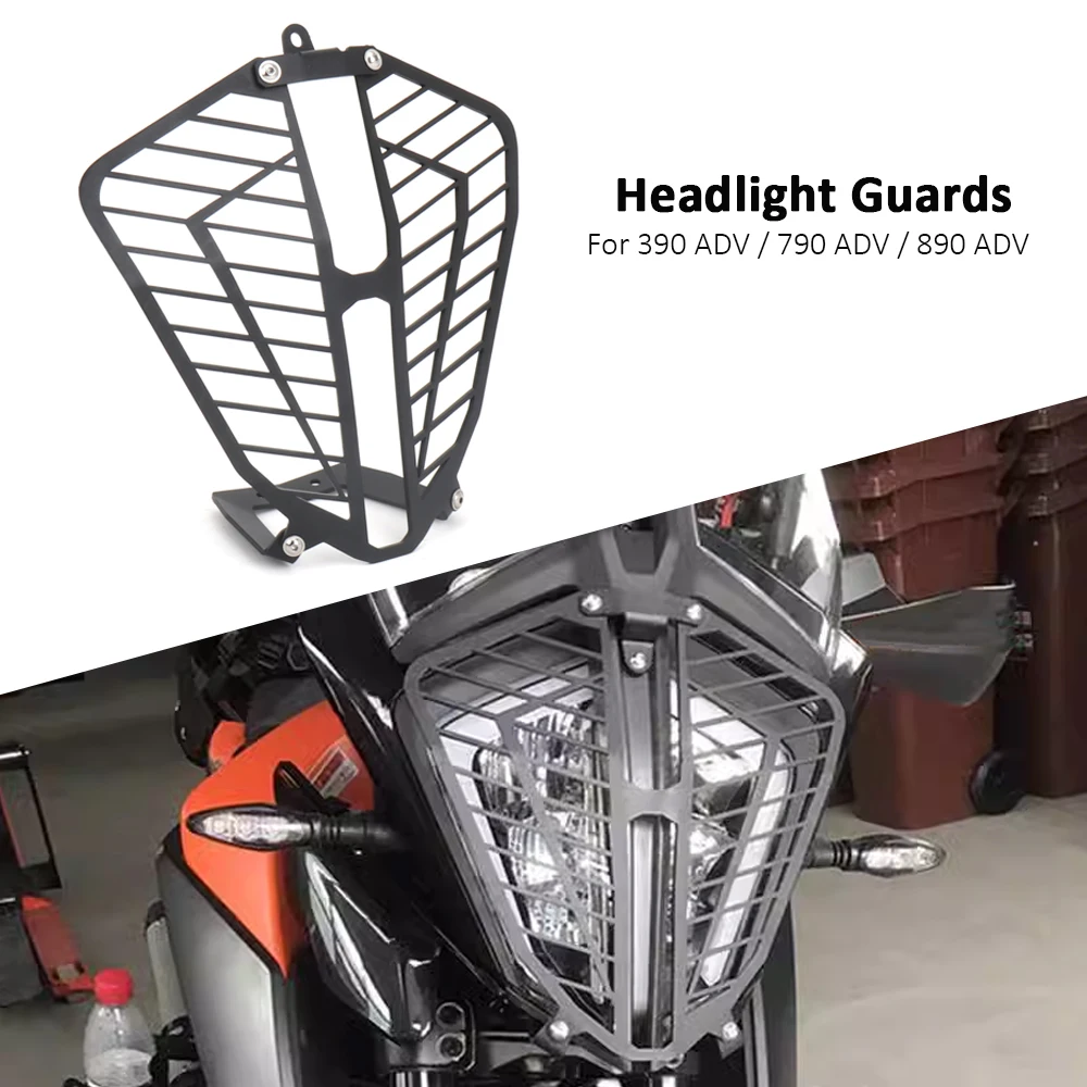 

For 390 Adventure 790 ADVENTURE R 890 ADV S Motorcycle Headlight Guard Cover Protection Grill Black 390ADV 790ADV 890ADV