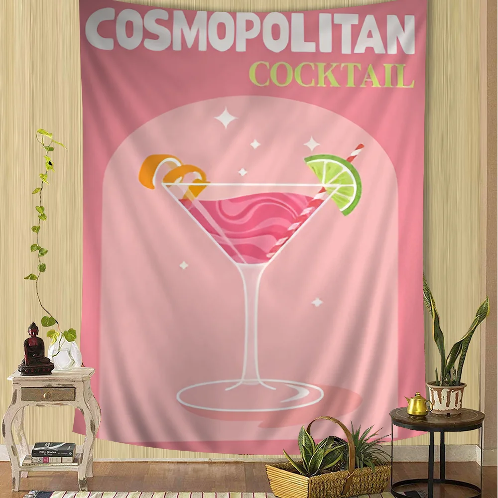 

Color Drinks Cocktail Art Cartoon Tapestry Art Science Fiction Room Home Decor Wall Hanging Sheets