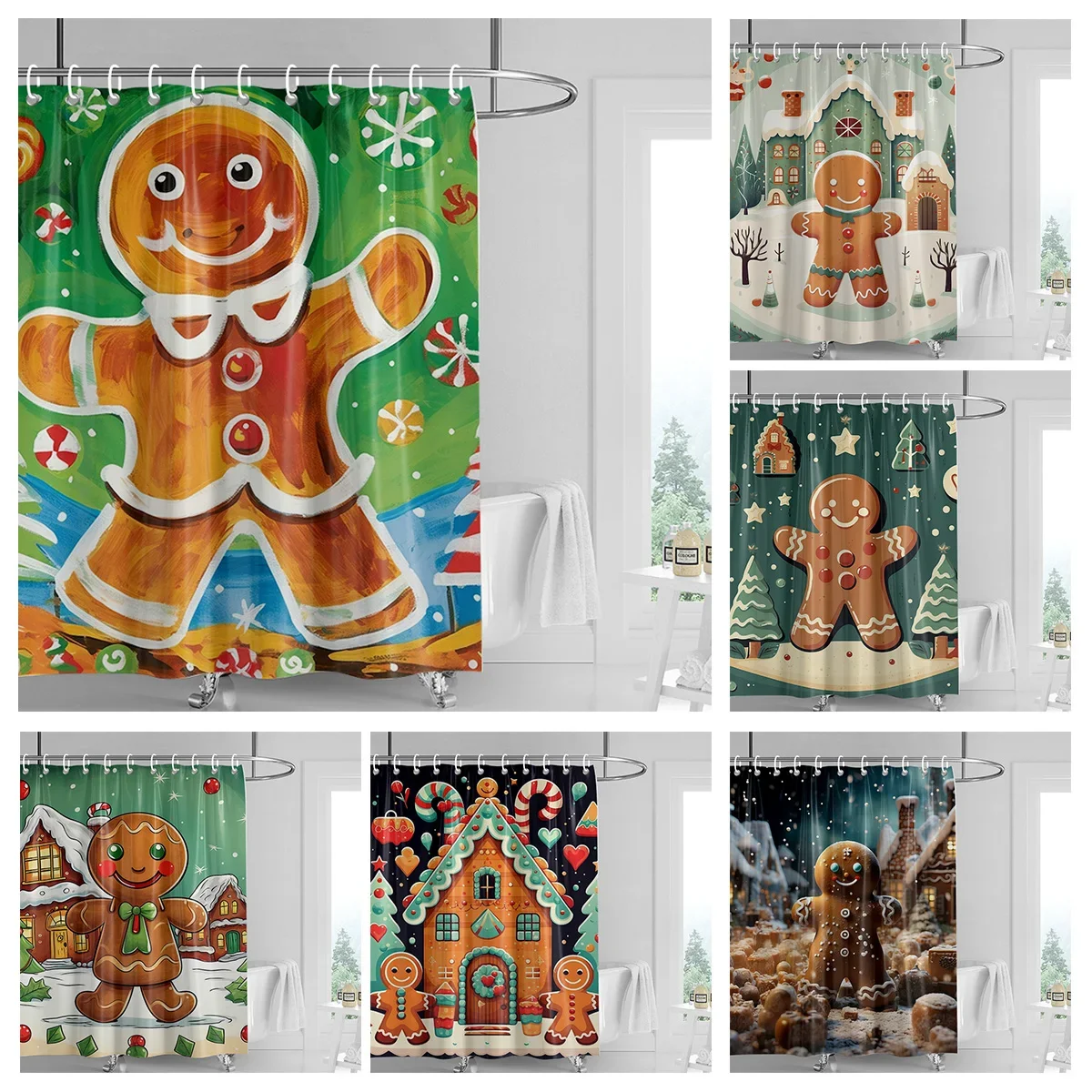 Home decoration shower curtains for bathroom waterproof curtain fabric Modern Nordic style Living Room Merry Christmas winter