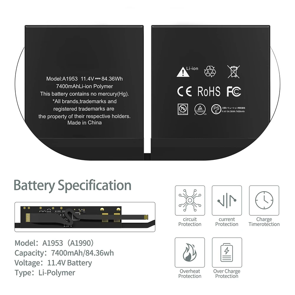 Imagem -04 - Jgtm-bateria do Portátil para Apple Macbook Pro Baterias da Série A1953 11.4v 7336mah 15 Polegadas A1990 20232023