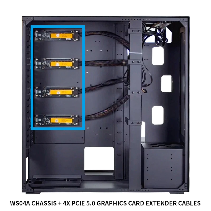 

WS04A Workstation Computer Case | Water-Cooled AI Deep Learning Server Case | 4 GPU Slots | Includes Extension Cable