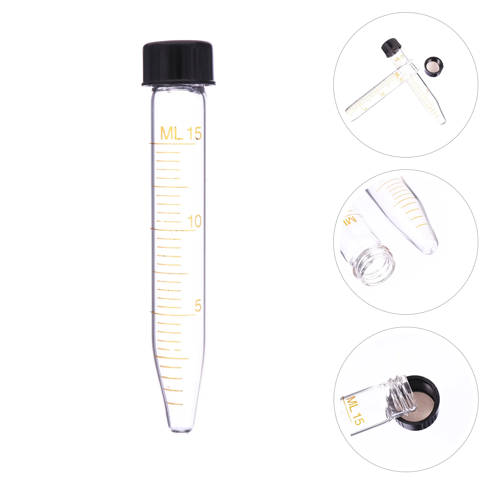 10 Pcs Pointed Bottom Centrifuge Tube 15ml Falcon with Screw Cap Sterile Glass Centrifugal for Laboratory Test Graduated