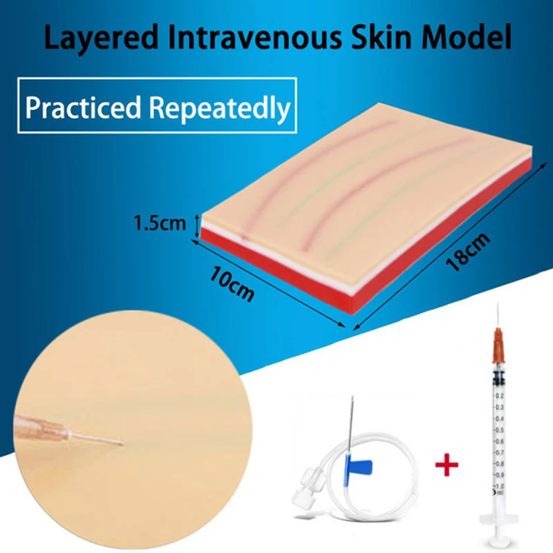 

Venipuncture Injection Training Pad Silicone Human Skin Suture Suture Practice Pad 3 Layer Skin Injection Practice Model