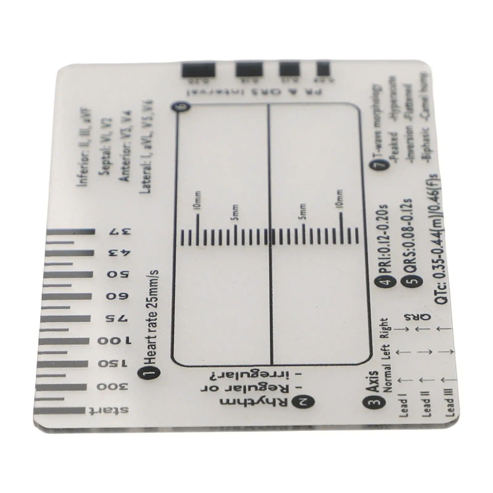 1/2PCS 심전도 7 단계 눈금자 투명 EKG 캘리퍼스 측정 도구 휴대용 EKG 해석 플라스틱 액세서리