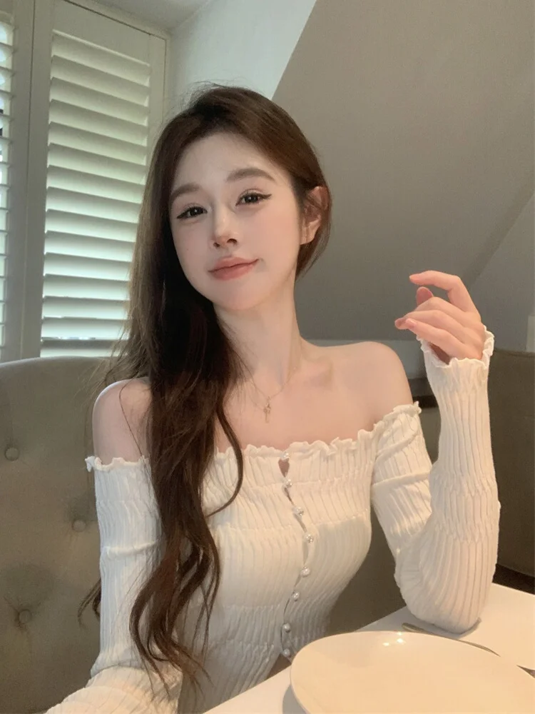 

Zhaolu Si One-oulder Knitted Sweater Women Early Autumn Pure Desire Spicy Girl oulder Exposure Top High-End Base irt In...