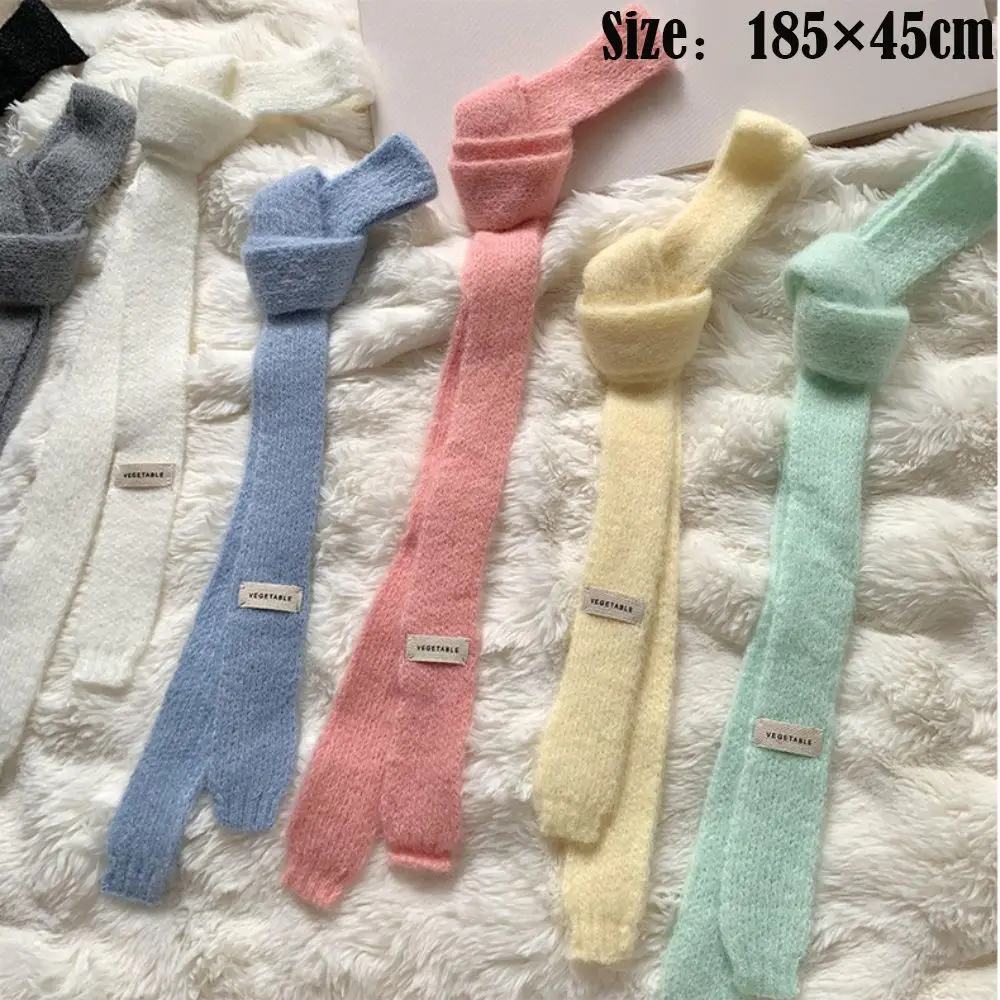 High Quality Solid color Winter Scarf Long Stackable Wear Knitted Scarf Narrow Scarf for Women