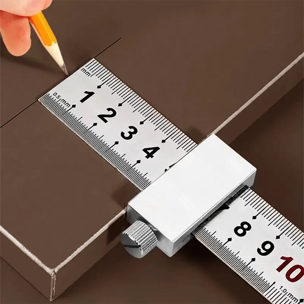 KATWAY Carpentry Steel Square Ruler Metal Woodworking Tools Measuring Marking Gauge with Positioning Limit Block HH-AA91