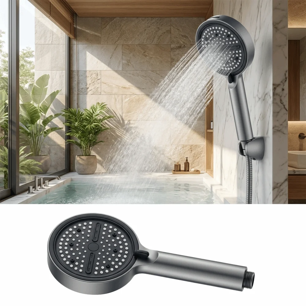 Big Panel Design Handheld Shower Head Extra-Wide Large Panel Pressure-Boosting Structure Rainfall Shower Head