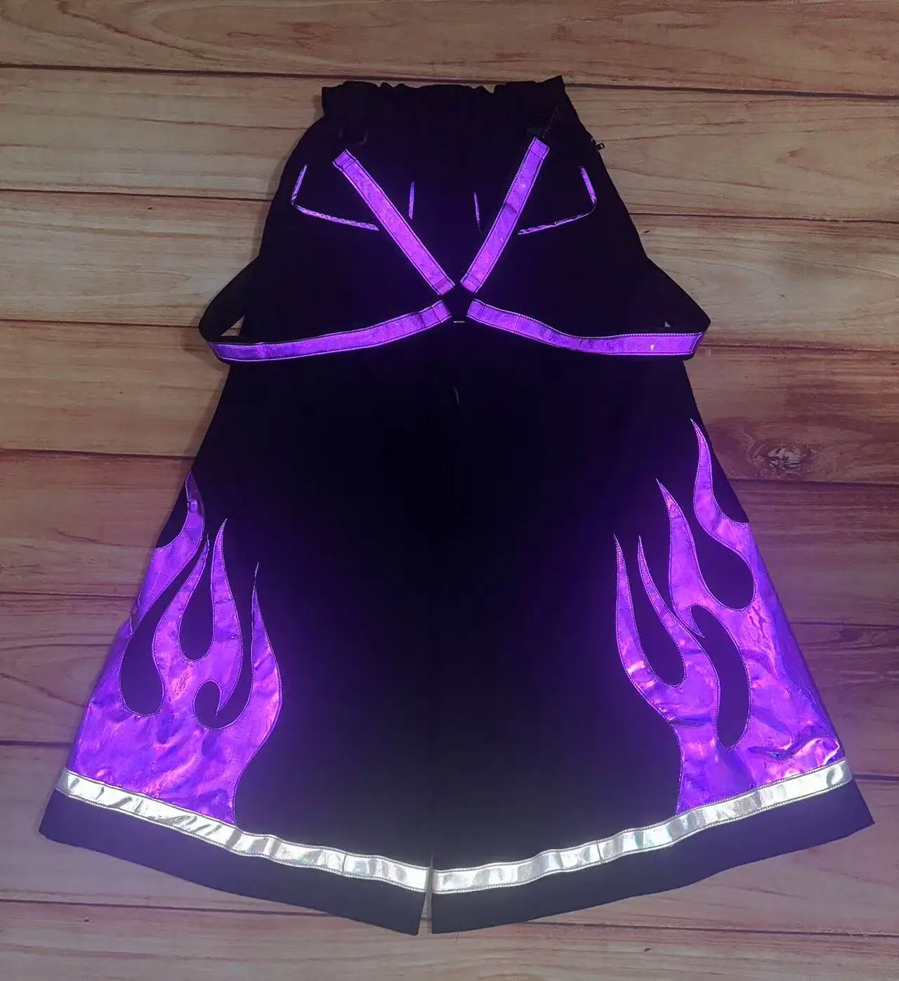 PHATTPANT Fluoreszierend Melbourne DJ PHAT Celana Shuffle Raver Bijih Techno Hardstyle Fire Tanz Selang Celana Ungu Api C099