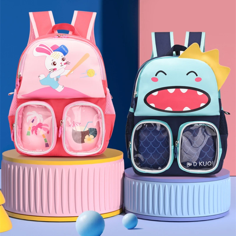 Cartoon Dinosaur Unicorn Boy Girl Double Shoulder Backpack Children's Preschool School Bag Adjustable Shoulder Strap