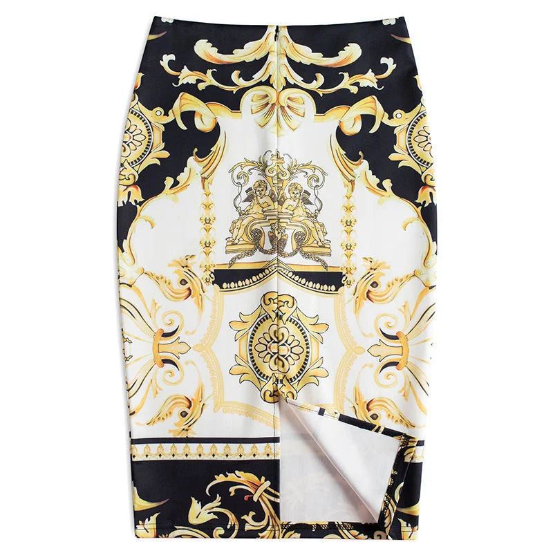 

Casual Midi Skirts for Woman Summer High Waisted Hip Stretchy Korean Style Slim Vintage Skirts Y2k Streetwear Skirt with Slit