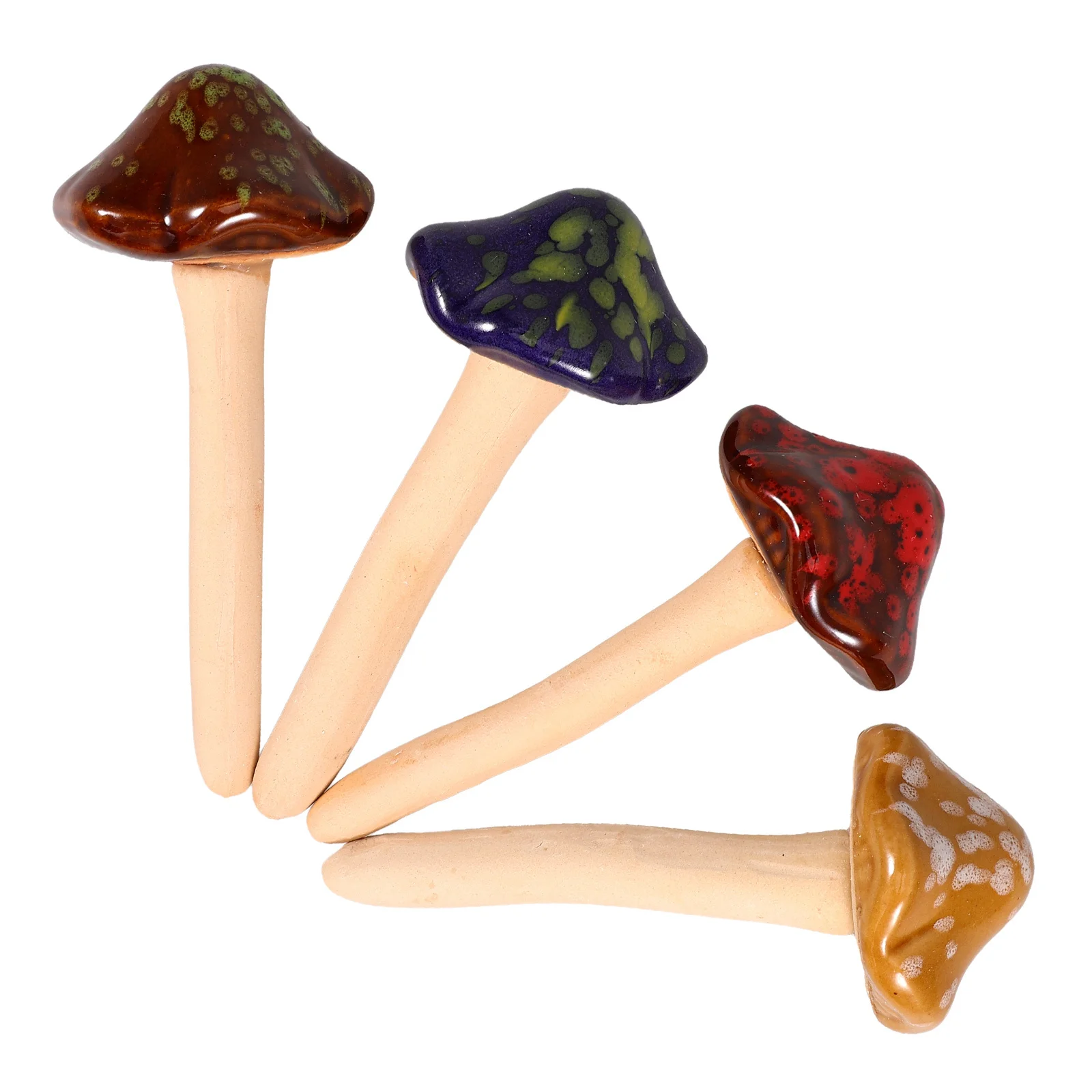 

4Pcs Small Mushroom Ornament Set for Bonsai Terrarium Sand Table Cute Ceramic Mushroom Decor Multi-Scene Miniature Landscape