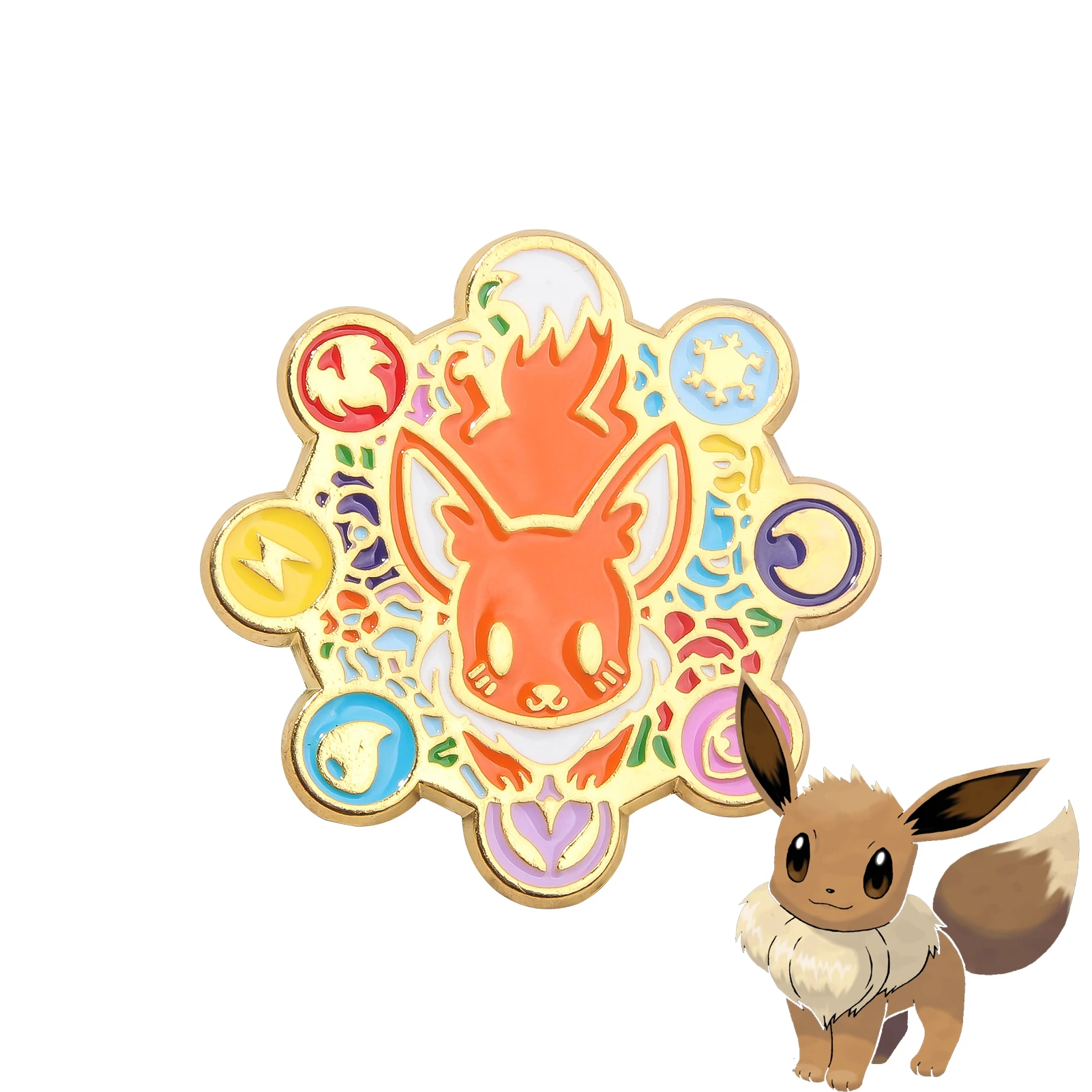 Broche esmaltado de monstruos Pocke, insignia de juego de Anime, alfileres de Pokémon Eevee, accesorios de Cosplay para hombres y mujeres, joyería de mochila, regalo para fanáticos